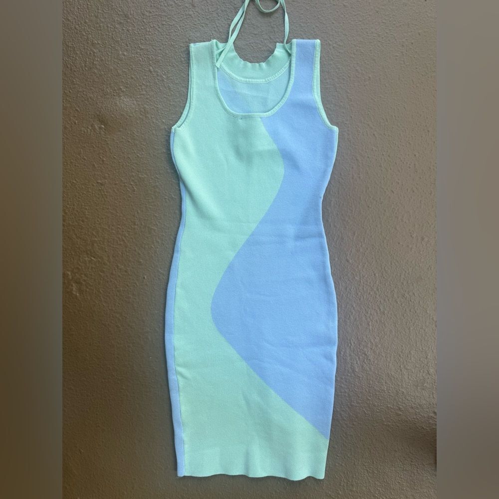 NWT Aachoae Y2K Summer Sleeveless Bright Bodycon Dress Green Blue Size S - Picture 10 of 12
